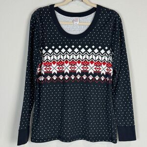 Hanna Andersson Organic Cotton Heritage Fairisle Black Pajama Top L